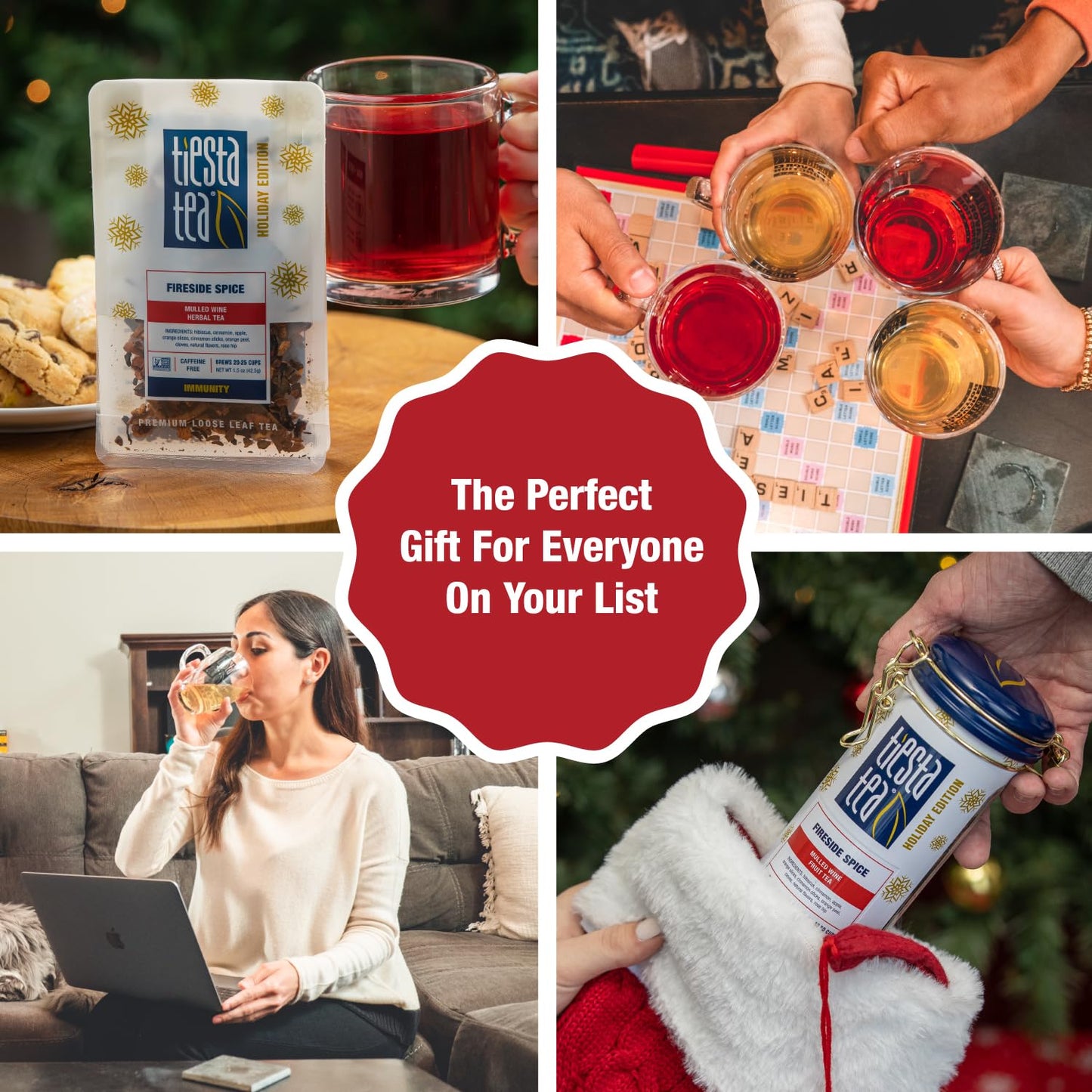 Tiesta Tea - Fireside Spice, Loose Leaf, Mulled Wine Herbal Tea, Premium Non-Caffeinated Blend, Makes Hot or Iced & Brews Up to 50 Cups, 5oz Refillable Tin