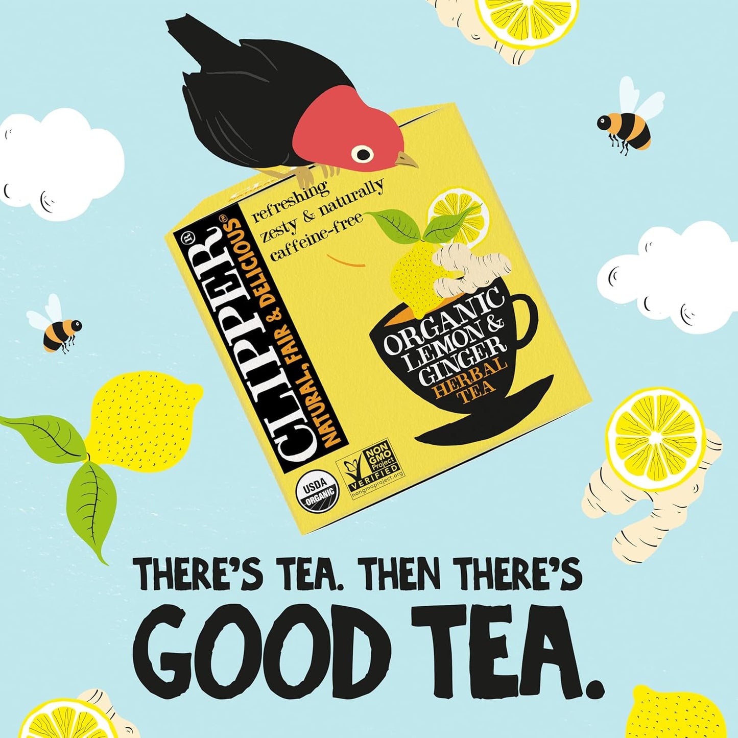 Clipper Tea Lemon & Ginger Teabags – Caffeine Free, USDA Organic, Great Hot or Iced – Aromatic, Natural, Fair & Delicious – 200 Tea Bags