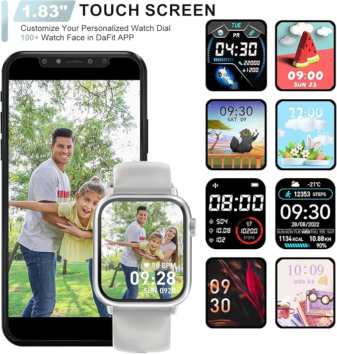 Smart Watch for Man Women Answer/Make Call, Fitness Watch with 120+ Sport Modes, IP67 Waterproof, Heart Rate/Sleep Tracker/Step Tracker/Blood Pressure Health Watch for Android iOS Phone (Silver)