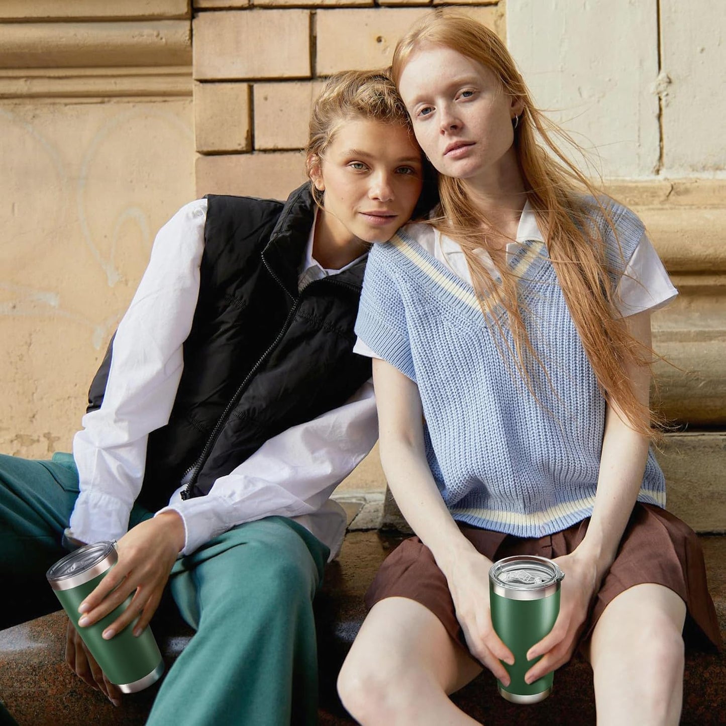 20 oz Tumbler with Lid Stainless Steel Insulated Tumblers Bulk Double Wall Vacuum Cups Powder Coated Travel Mug Keep Drinks Cold and Hot, Dark Green, 12 Pack