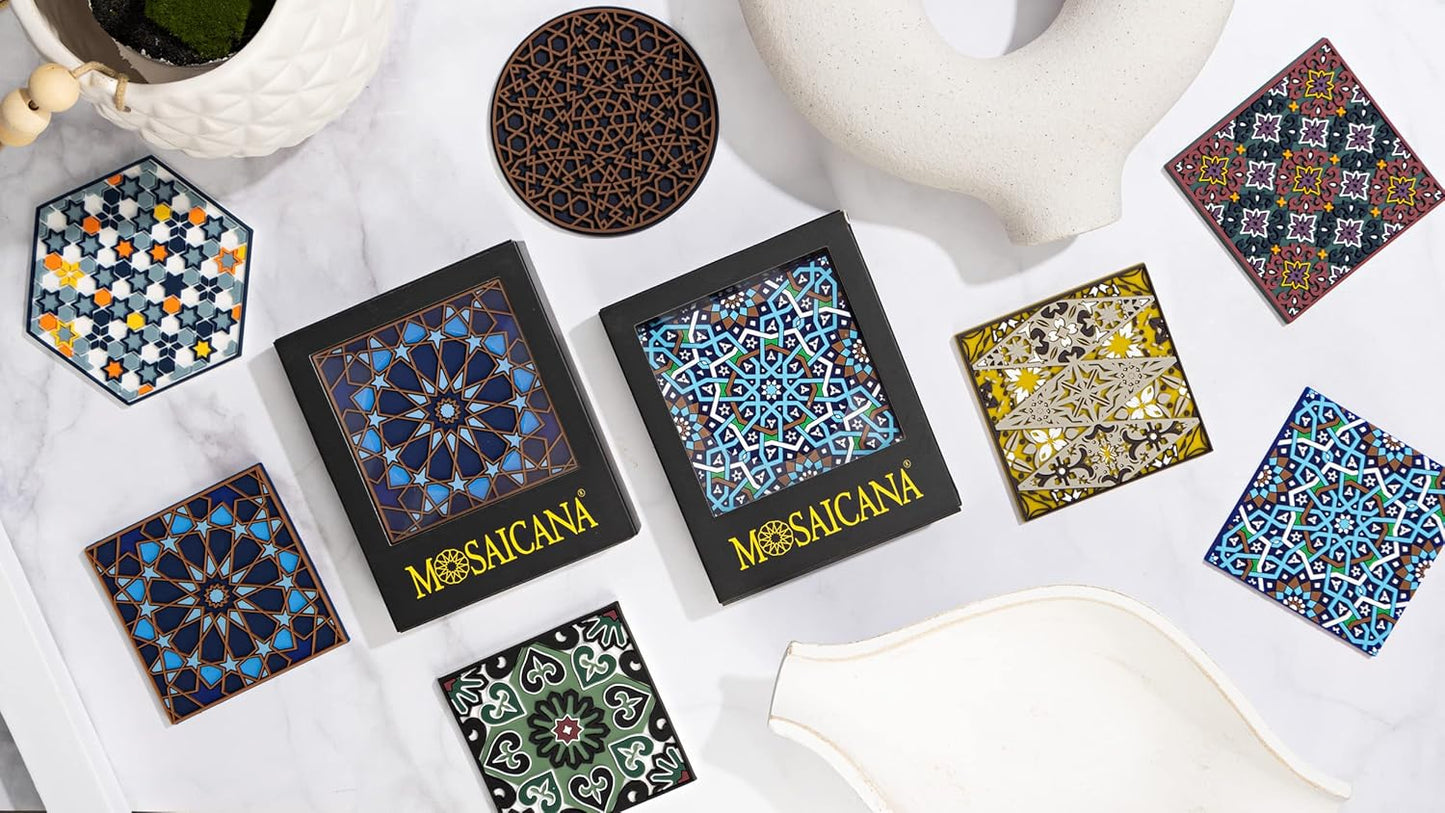 Silicone Coasters Set of 4, Protect Against Water Marks or Damage - Fit All Cups, 3.5" Inch Size, Colored Coasters (Combination)