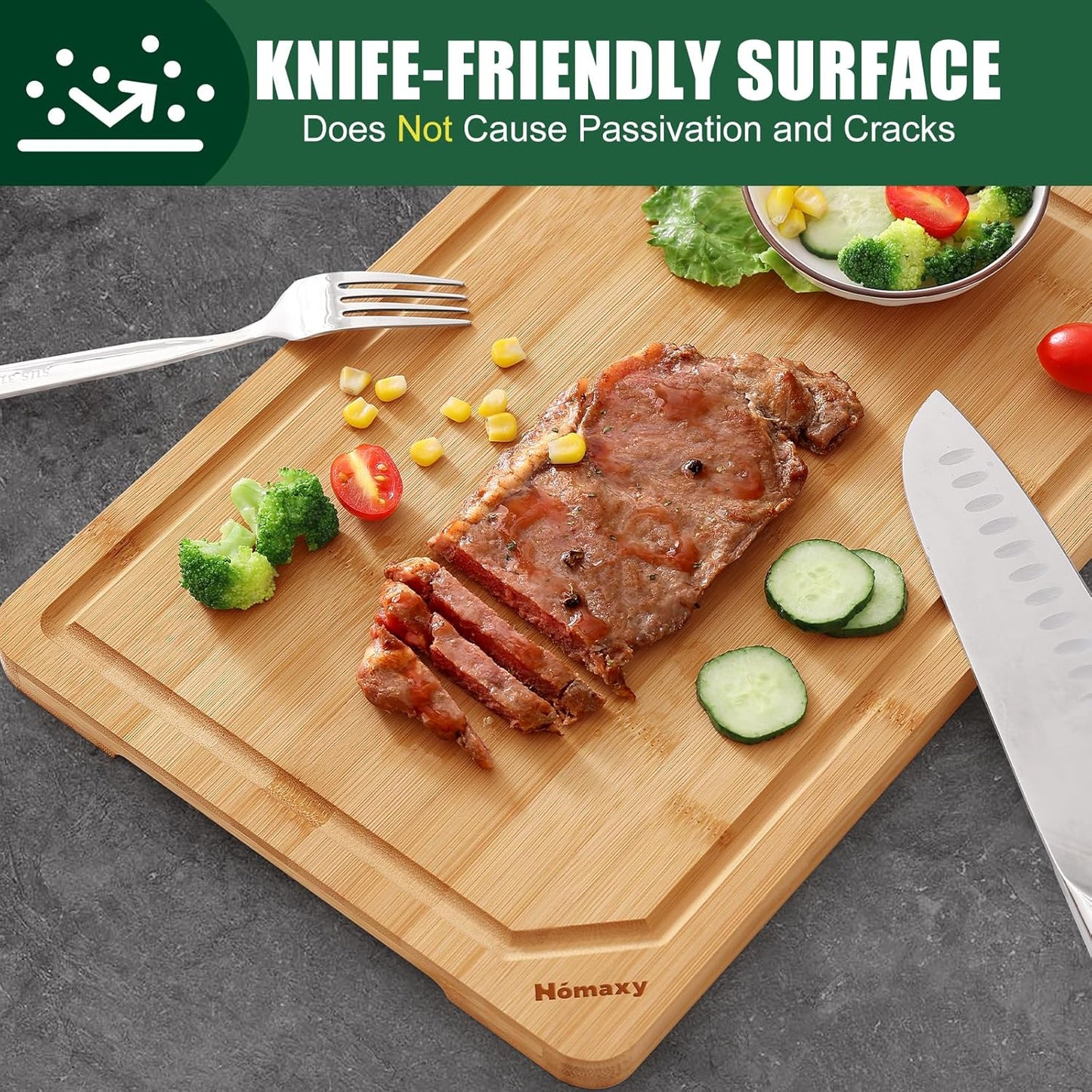 Homaxy Extra Large Organic Bamboo Cutting Boards for Kitchen, 24"x18" Wooden 3XL Cutting Board with Juice Groove and Handles, Charcuterie Butcher Block Wood Serving & Chopping Board - Pre Oiled