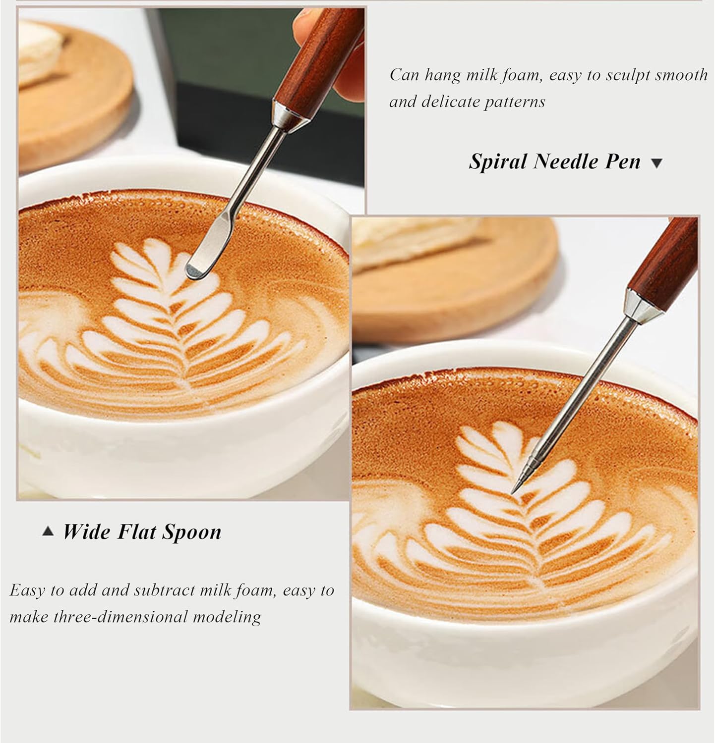 1 PCS Latte Art Pen Cinnamon Pen for Coffee,Barista Espresso Coffee Latte Art Tools Accessories for Coffee Bar Barista Make Creative Coffee Designs Decors,Stainless Steel Wood,LXLVOUEG