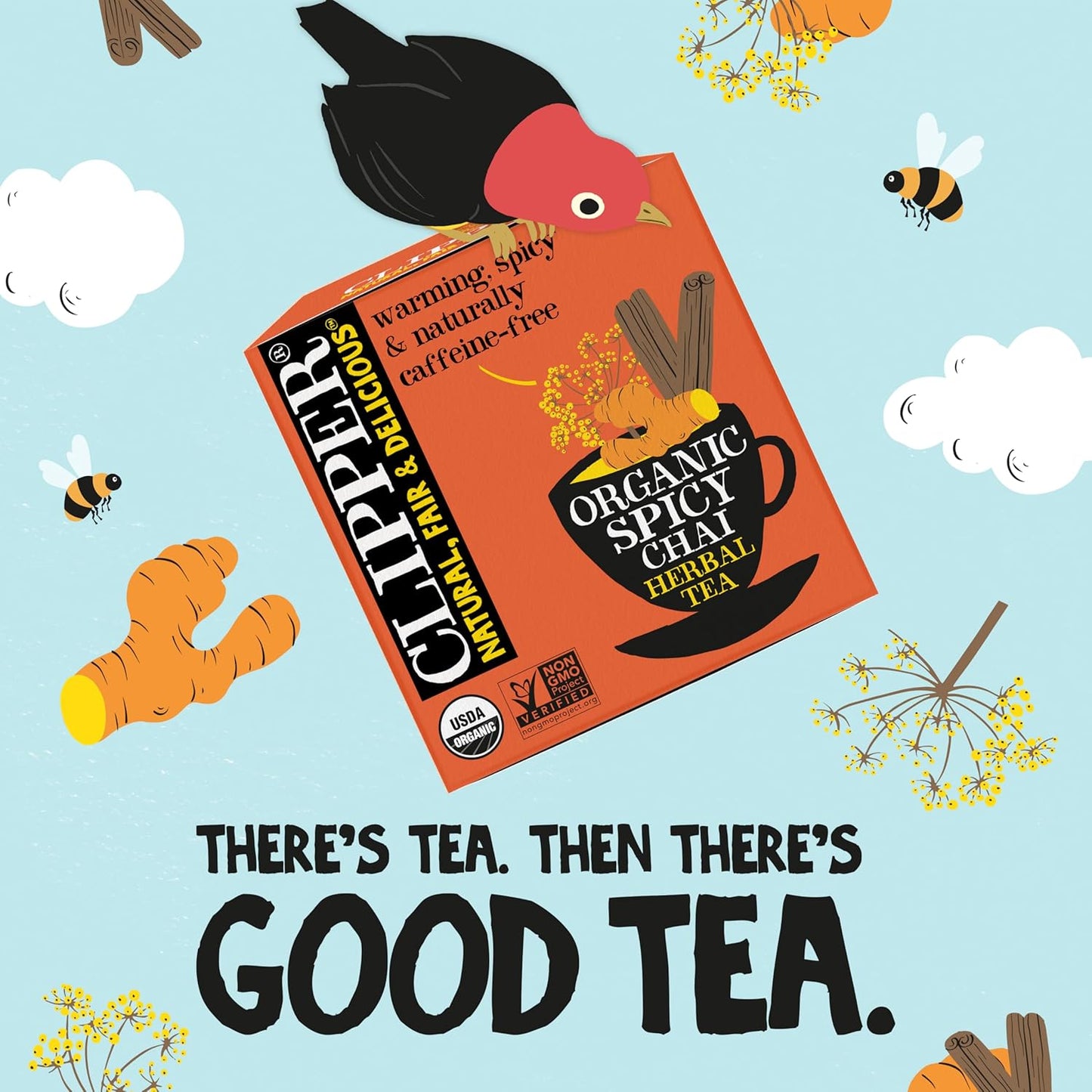 Clipper Tea Spicy Chai Herbal Tea – Caffeine Free, USDA Organic, Great Hot or Iced – Warming, Spicy, Natural, Fair & Delicious – 200 Tea Bags