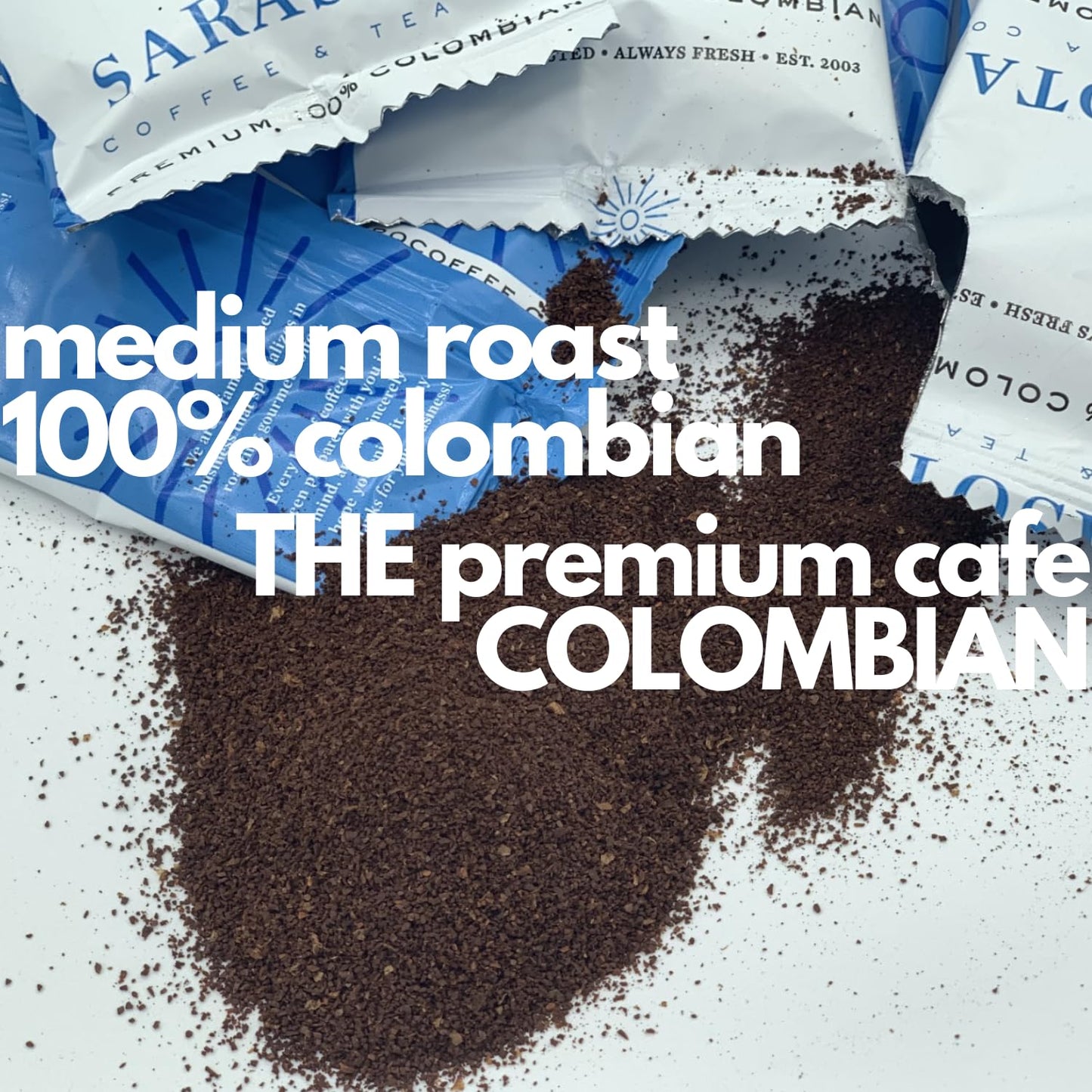 Ground Coffee | Colombian Medium Roast Low Acid Mold Free Pouches | Bulk Packets | Gourmet Columbian Powder Packs for 12 Cup Drip Maker | Premium Highest Rated Individual Premeasured Commercial Bags