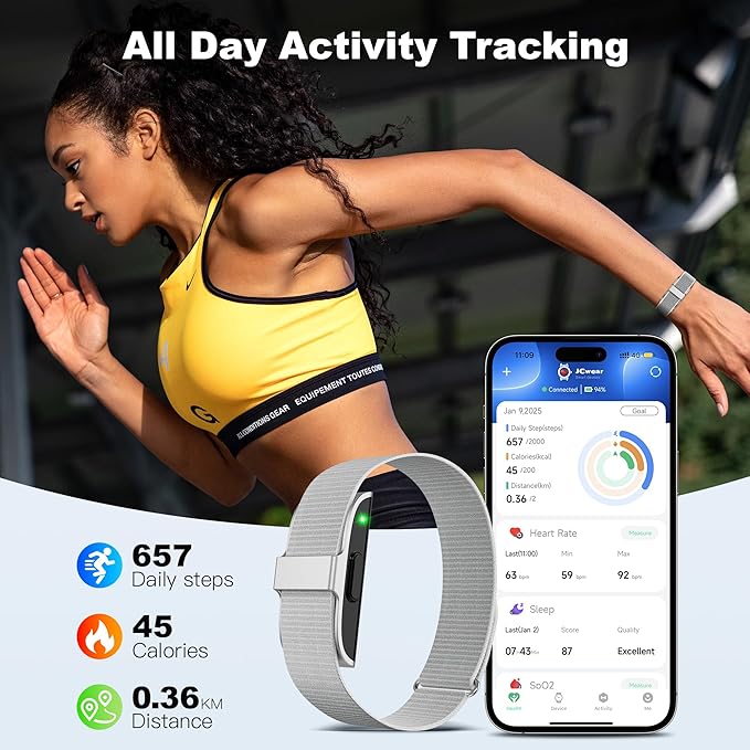 Sleep & Fitness Tracker for Women Men | 24/7 Heart Rate, Blood Oxygen & Stress Monitor | Step & Calorie Counter | IP68 Waterproof Activity Tracker, (No App Subscription) (Gray)