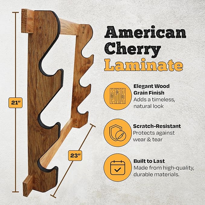 Rush Creek Creations | Indoor Gun Rack for up to 3 Rifles or Shotguns, Premium Wood Construction with Scratch-Resistant Finish Gun Storage for Firearms, Alternative for Gun Safe for Rifles and Pistols