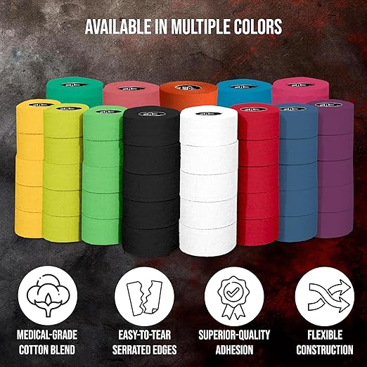Ringside 1" Athletic Trainers Tape, Cotton Kinesiology Tape for Combat Sports, Adhesive, Athletic Tape for Men and Women, 1" x 30', White, 3 Pack