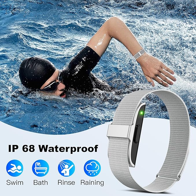Sleep & Fitness Tracker for Women Men | 24/7 Heart Rate, Blood Oxygen & Stress Monitor | Step & Calorie Counter | IP68 Waterproof Activity Tracker, (No App Subscription) (Gray)