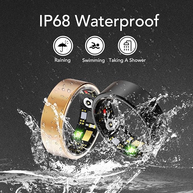 Smart Health Ring for Women Men Fitness Tracker with Heart Rate, Blood Oxygen, Blood Pressure, Sleep Monitoring, Step Counting, IP68 Waterproof for iPhone and Android, No Subscription Fee, Silver 6