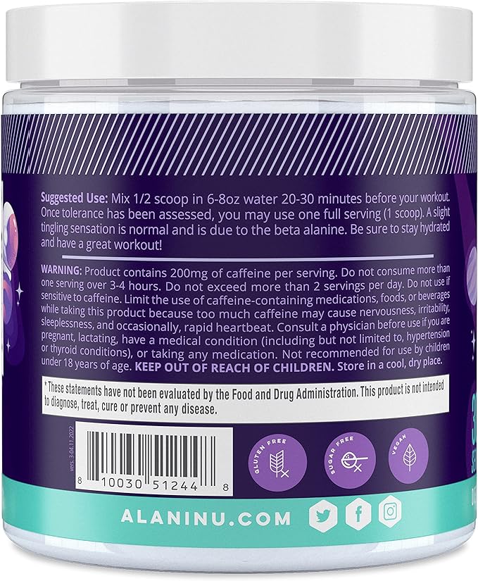 Alani Nu Pre Workout Powder Cosmic Stardust, Amino Energy Boost, Endurance Supplement, Sugar Free, 200mg Caffeine, L-Theanine, Beta-Alanine, Citrulline, 30 Servings