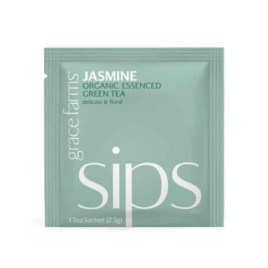 Grace Farms Organic JASMINE Green Tea (100 Enveloped Pyramid Sachets w/String & Tag) | Fragrant and Sweet | Fairtrade and Kosher Certified | Best Green Tea | Gives Back 100% of Profits