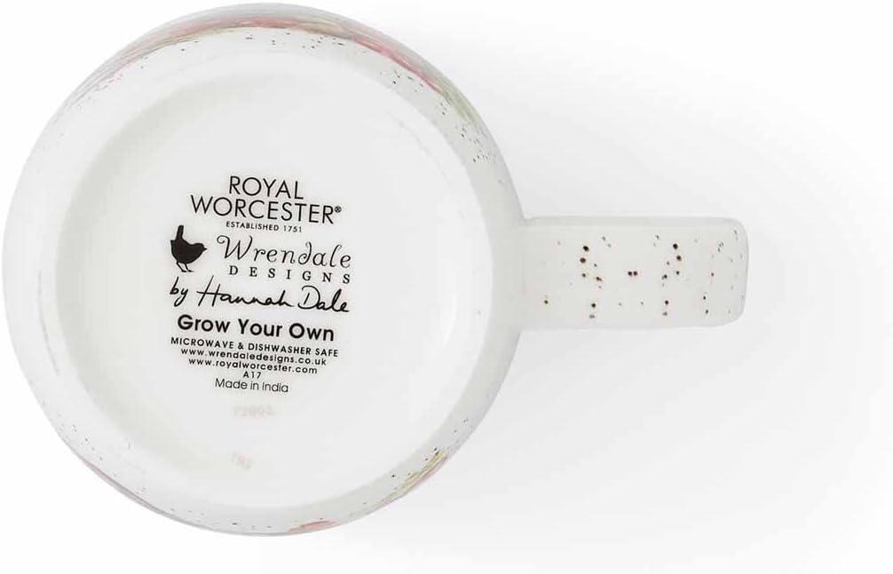 Royal Worcester Wrendale Designs 14 oz Mug, Grow Your Own with Bunny Illustration - Floral Animal Mug for Cottagecore Kitchens - Microwave, Dishwasher, Freezer Safe Fine Bone China Drinkware