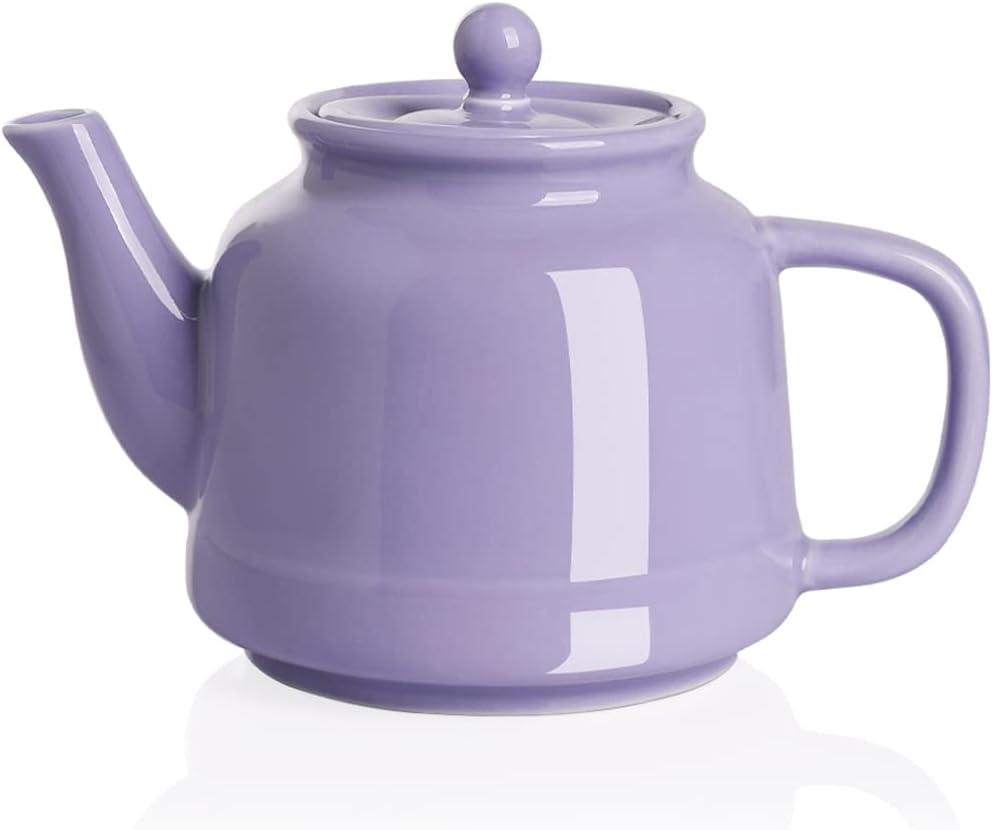 Sweejar 35 oz Porcelain Tea Pot, Teapot with Removable 18/8 Stainless Steel Infuser, Microwave & Dishwasher Safe Tea Maker, Tea Infuser Pots for Blooming loose Leaf Tea,Chrismas Women Gift(Purple)
