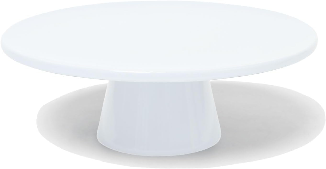 The Cake Stand -10" Ceramic Pedestal Cake Stand with Gloss Finish - Modern Display for Cakes, Cupcakes, Cookies & More - Perfect for Weddings, Birthdays & Baby Showers (White)
