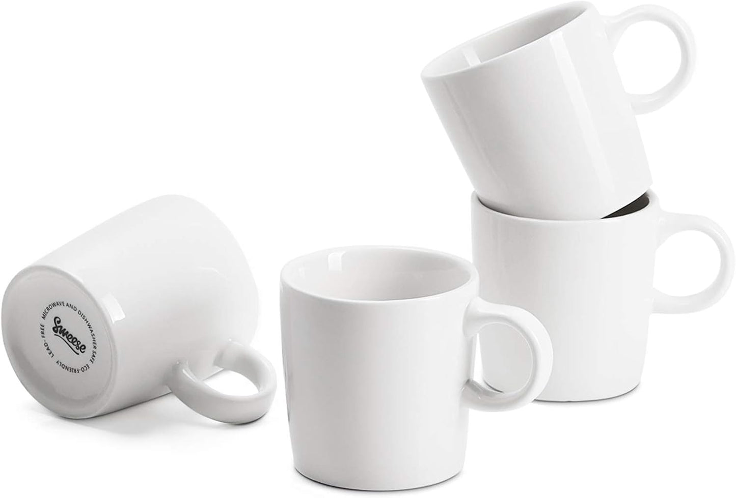 Sweese 3.5oz Porcelain Espresso Cups Set of 4, Mini Coffee Mugs Demitasse Cups - White