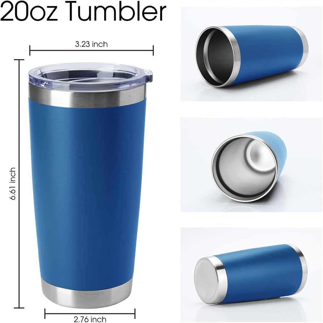 HASLE OUTFITTERS 20oz Tumblers Stainless Steel Mugs with Lid Double Wall Vacuum Insulated Coffee Cups for Cold & Hot Drinks (20oz-Dark Blue, 12 Pack)