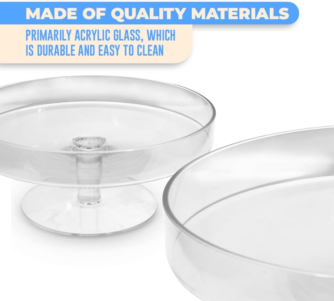 Acrylic Cake Stand with Lid – Multifunctional Cake Holder with Cover, Covered Pie Plate with Lid, Elegant Cake Stand with Dome Lid, Panera de Vidrio Cristal para Mesa - 8.07 in × 9.65 in