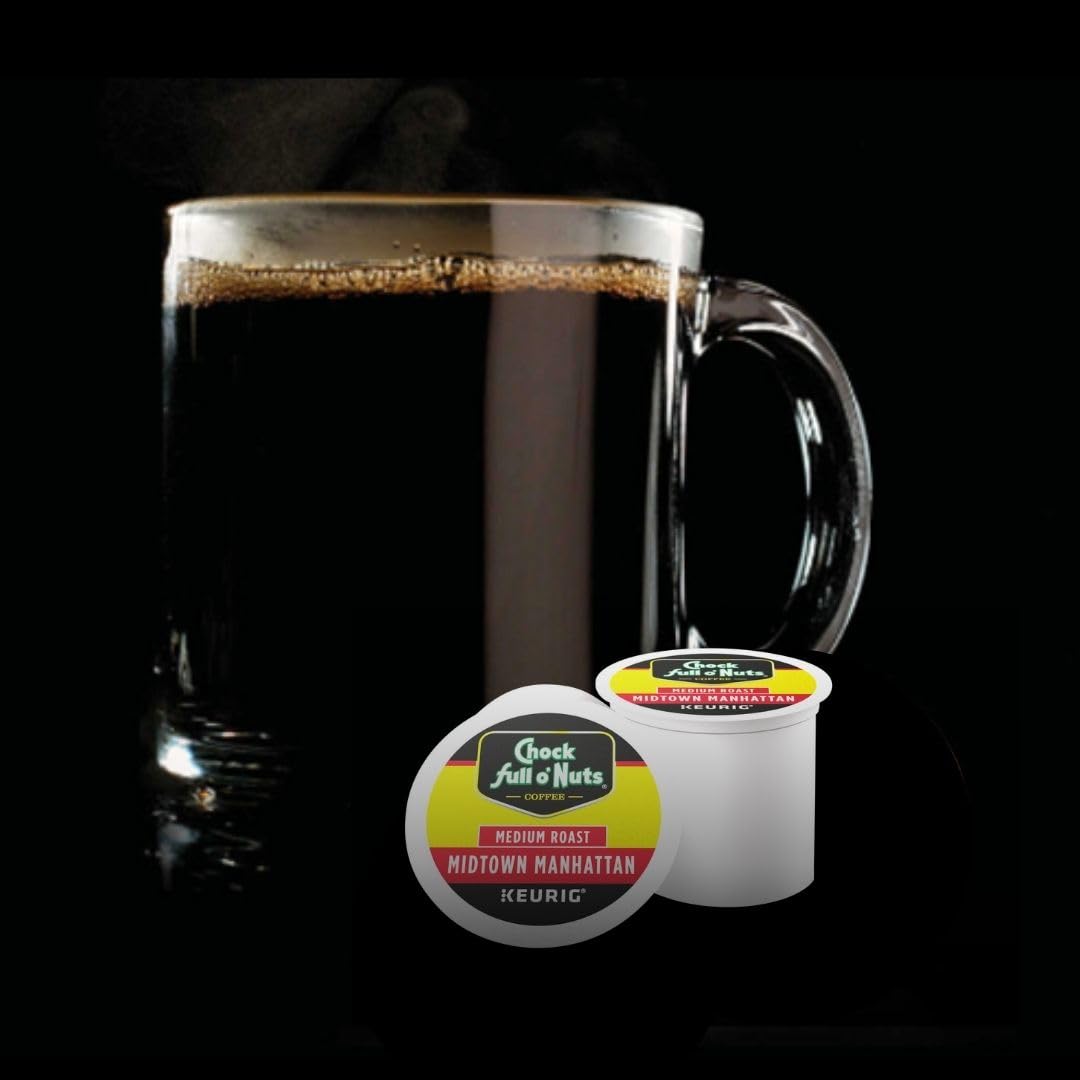 Chock full o’Nuts Midtown Manhattan Keurig K-Cup Pods for Keurig Brewers – Premium Arabica, Medium Roast – Single Serve – 4 Packs of 24 K-Cup Pods