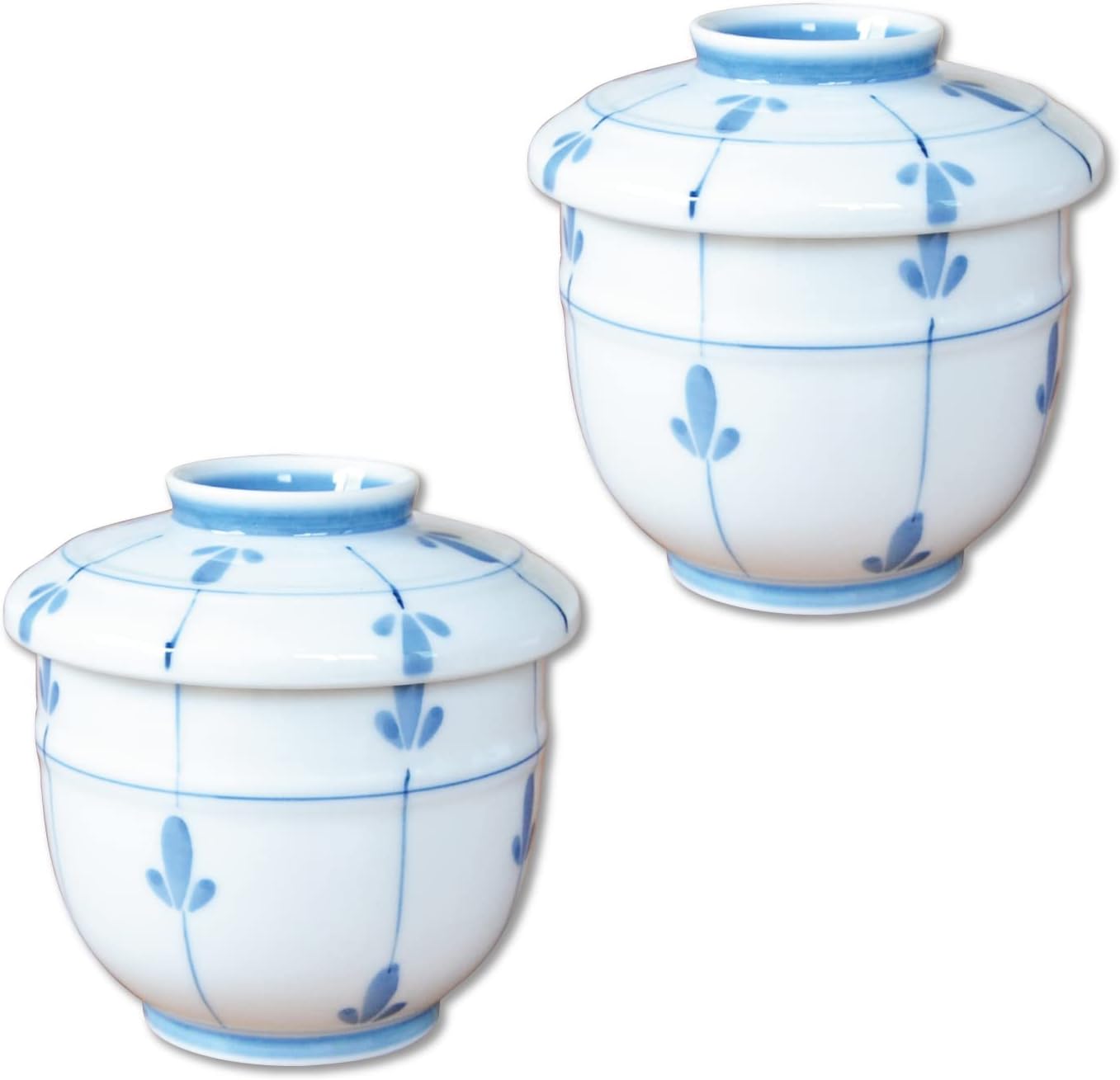 有田焼やきもの市場 Chawanmushi Cups with Lids Set of 2 Japanese Chawan Mushi Arita Imari ware Made in Japan Mebae