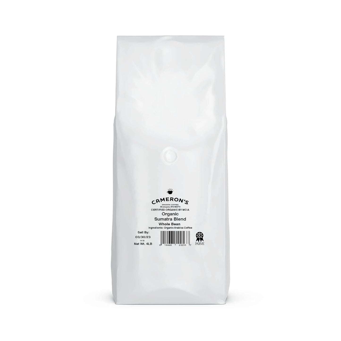 Cameron's Coffee Roasted Whole Bean Coffee, Organic Sumatra Blend, 4 Pound