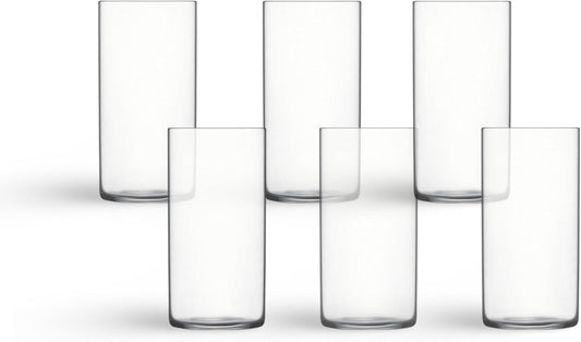 Luigi Bormioli Top Class 11.75 oz Highball Glasses, Set of 6 - Italian Tall Drinking Glasses for Cocktails, Water, Juice - Durable Lead-Free Crystal Drinkware with Reinforced Rims, Modern Glassware