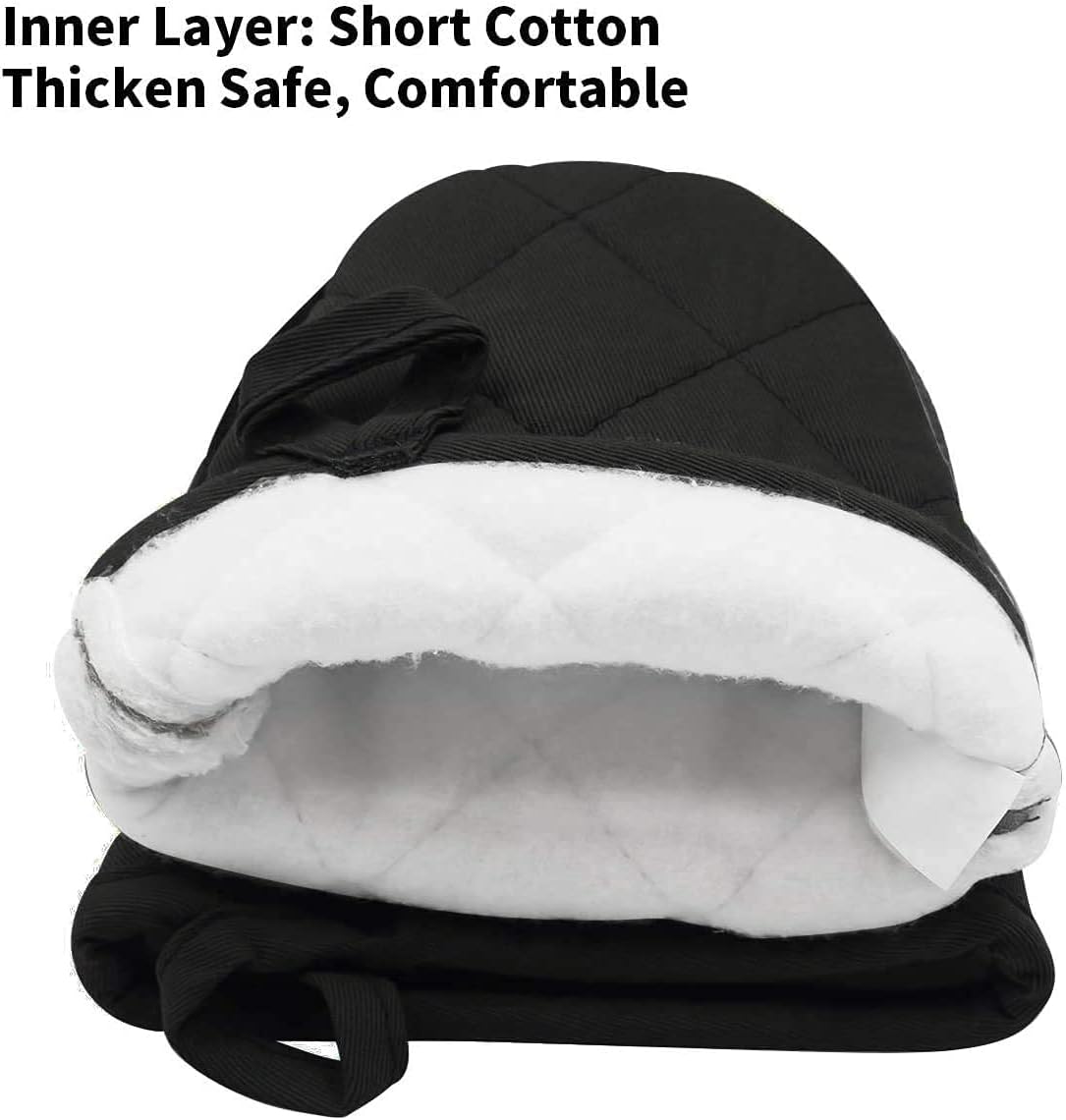 1 Pair Short Oven Mitts, Heat Resistant Silicone Kitchen Mini Oven Mitts for 500 Degrees, Non-Slip Grip Surfaces and Hanging Loop Gloves, Baking Grilling Barbecue Microwave Machine Washable
