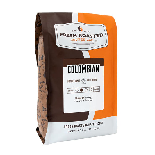 Fresh Roasted Coffee,100% Colombian, 2 lb (32 oz), Medium Roast, Kosher, Ground
