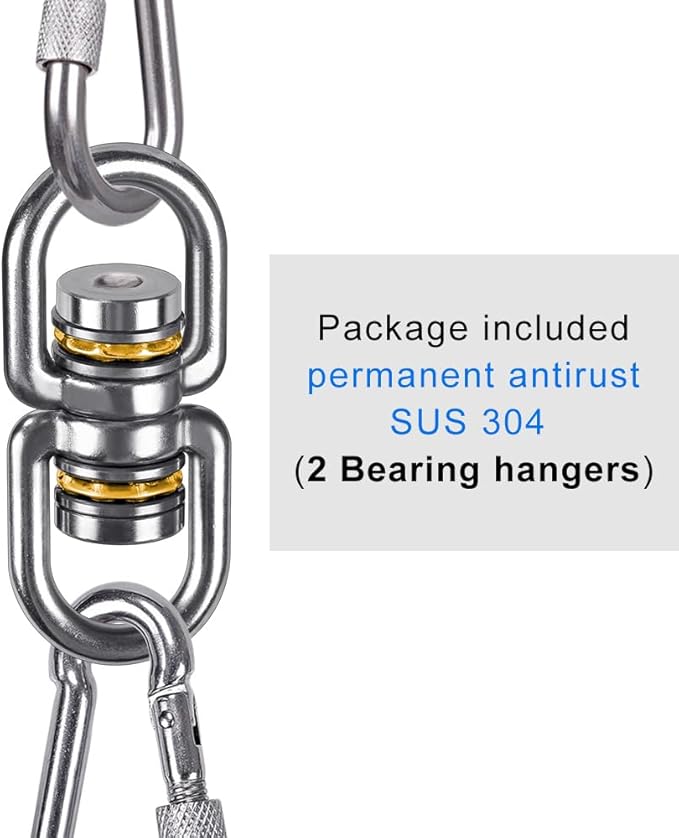 SELEWARE Bearing Swing Swivel, 360° Rotational Device Hanging Accessory for Web Tree Swing, Hammock Chair, Climbing Rope, Aerial Yoga, Kids Swing Swivel, Hold Up to 1200LB, 2 Pack