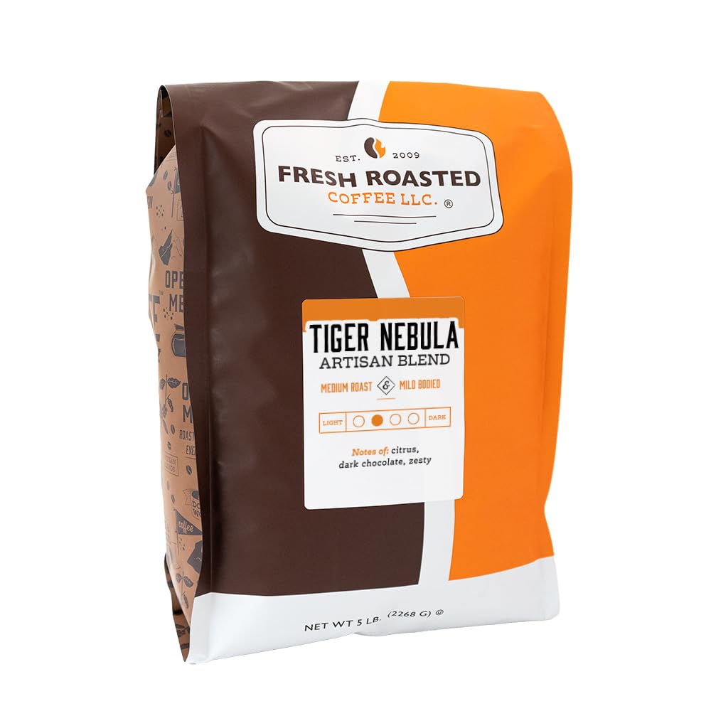 Fresh Roasted Coffee, Tiger Nebula, 5 lb (80 oz), Medium Roast, Kosher, Ground