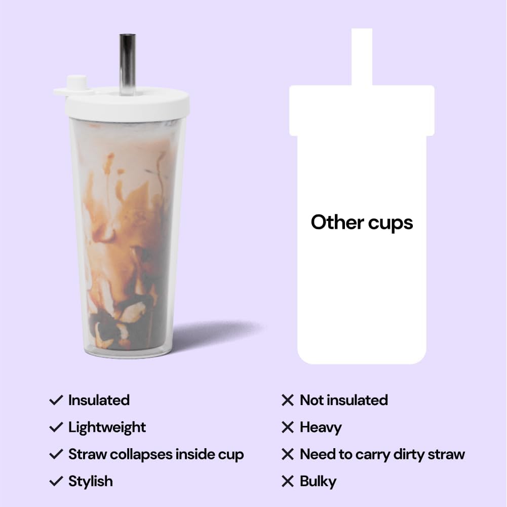 Dodoko Reusable Boba Cup and Straw Boba Tea Cup Bubble Tea Cup Reusable Iced Coffee Cup Cold Coffee Cup Smoothie Cup with Lid and Straw Smoothie Cup to go Smoothie Tumbler 17 oz - Bubble Pink