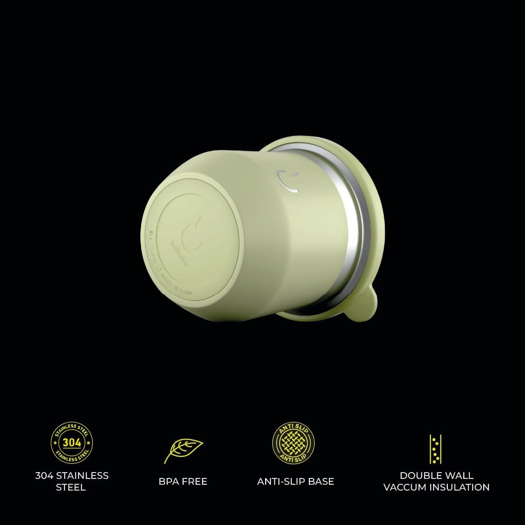 BALIBETOV Yerba Mate Cup – Vacuum Insulated Stainless Steel Gourd with Silicone Cover & Non-Slip Base – Includes 2 Bombillas & Cleaning Brush – Unique Design, Easy to Clean