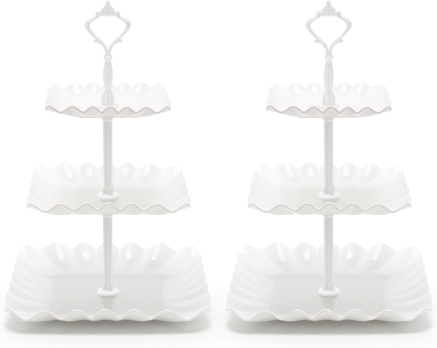Coitak Plastic Cupcake Stands, 3 Tier Cupcake Stand, Dessert Tower Tray for Tea Party, Baby Shower and Wedding (2 Pack)