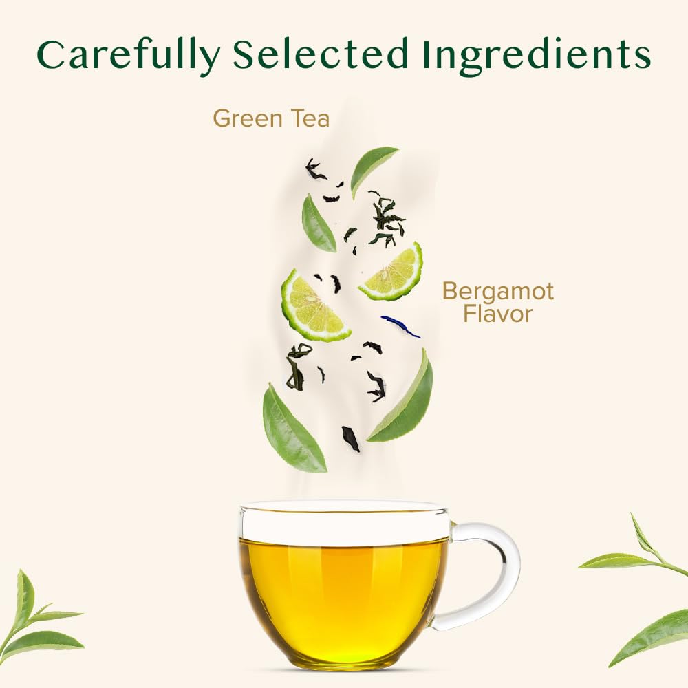 VAHDAM, Earl Grey Citrus Green Tea Loose Leaf (50+ Cups, 3.5 oz) Loose Leaf Earl Grey Green Tea With Pure Bergamot Oil | High Elevation Grown | Vacuum Sealed for Freshness