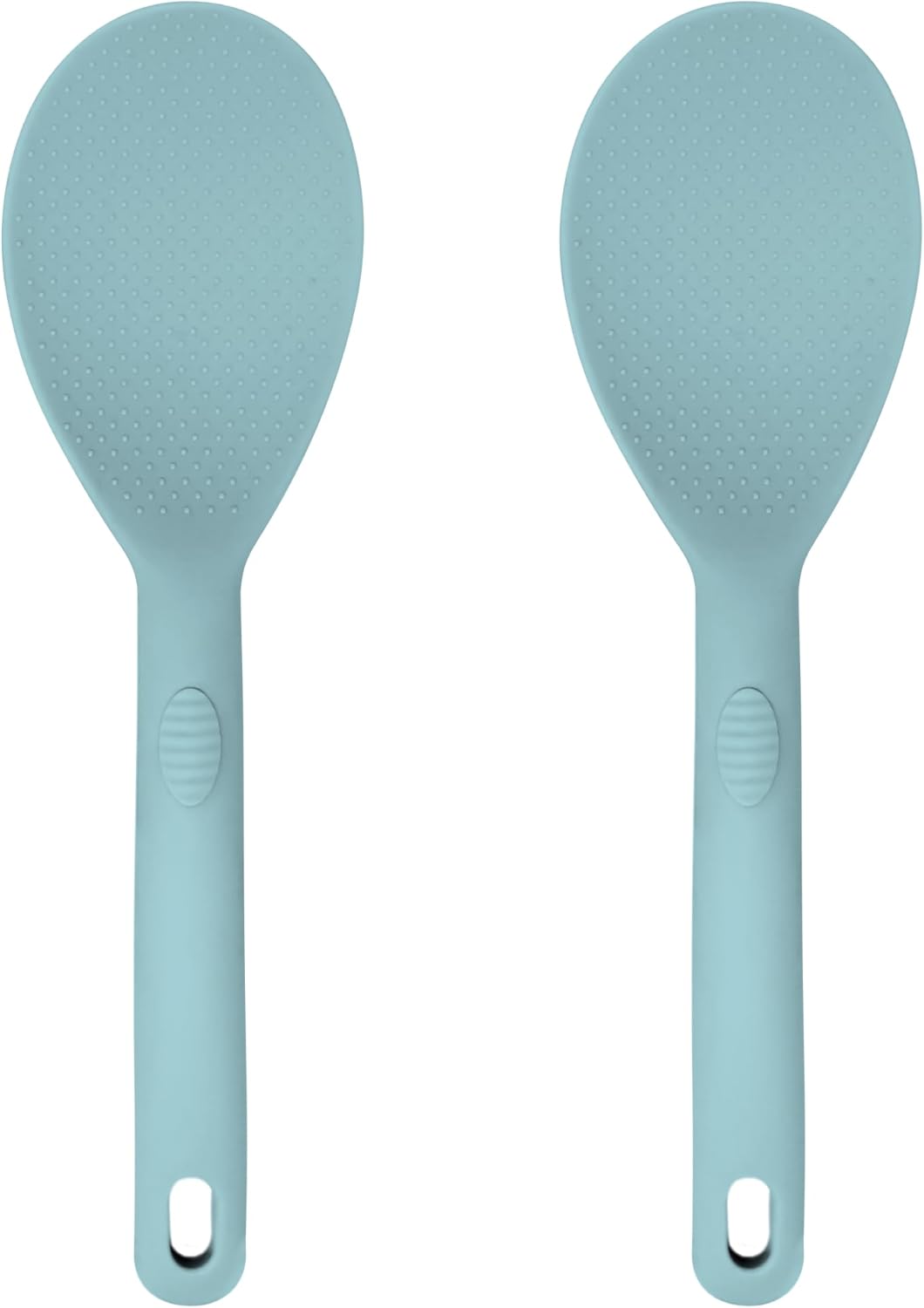 Silicone Rice Paddle Set – 2-Piece Set of Spoon Spatulas for Non-Stick Cookware – Kitchen Tools and Accessories with Comfortable Handles, Heat-Resistant Utensils for Cooking and Baking – Pastel Blue