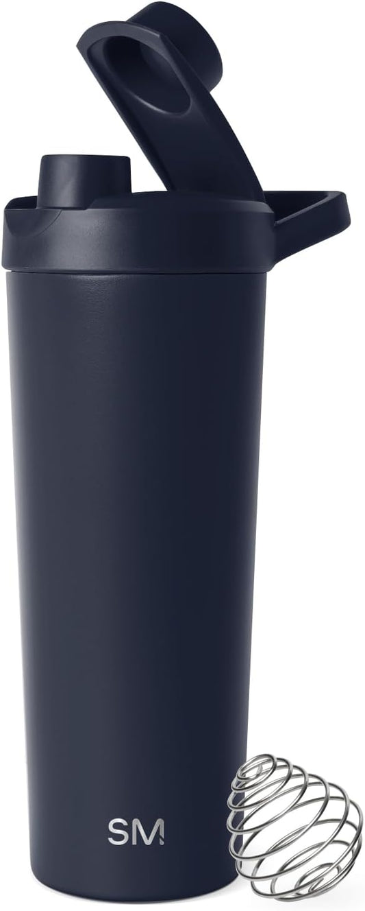 Simple Modern Stainless Steel Shaker Bottle with Ball 24oz | Metal Insulated Cup for Protein Mixes, Shakes and Pre Workout | Rally Collection | Deep Ocean