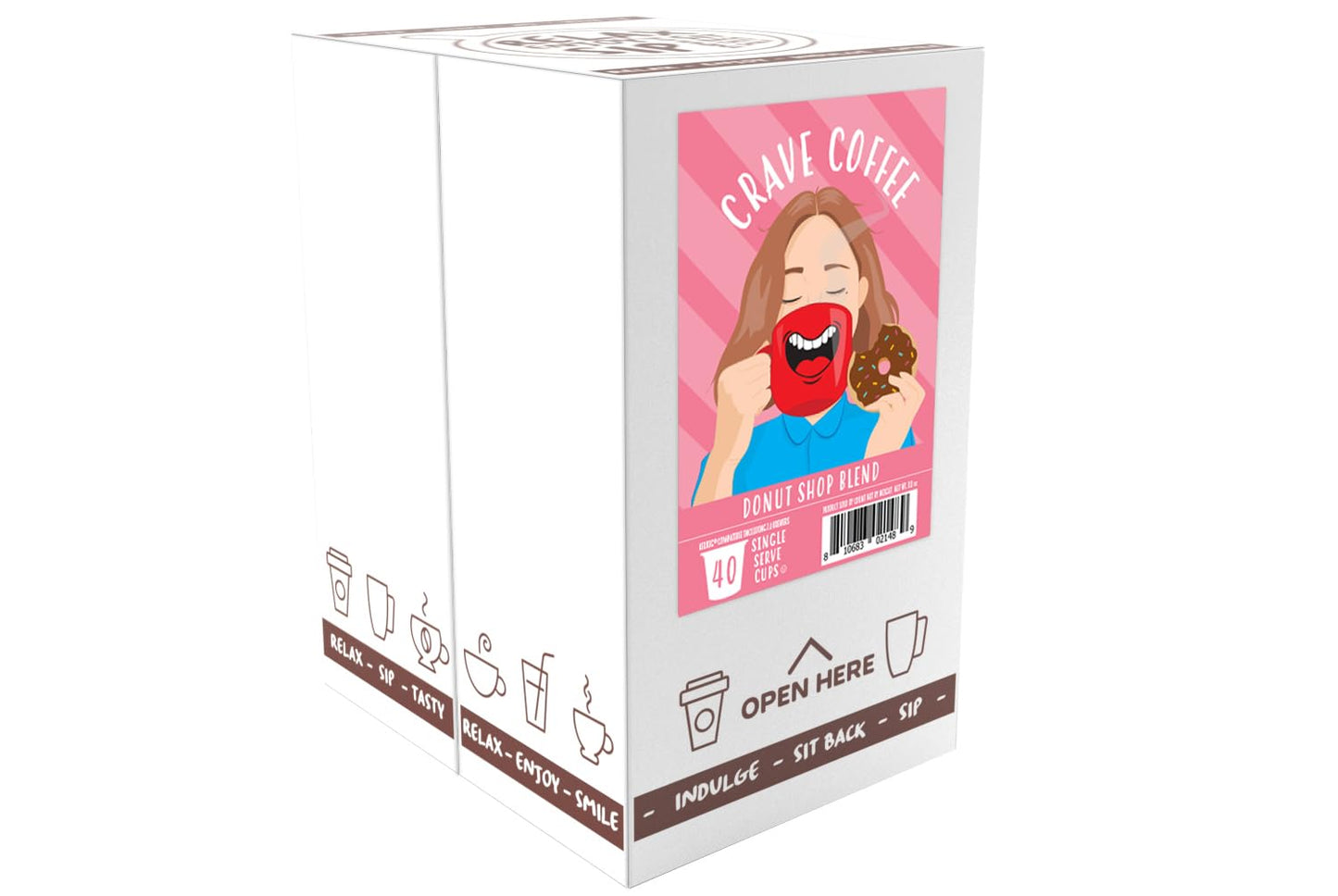 Crave Beverages Donut Shop - Medium Roast Coffee Pods for Keurig K Cup Brewers, 40 Count