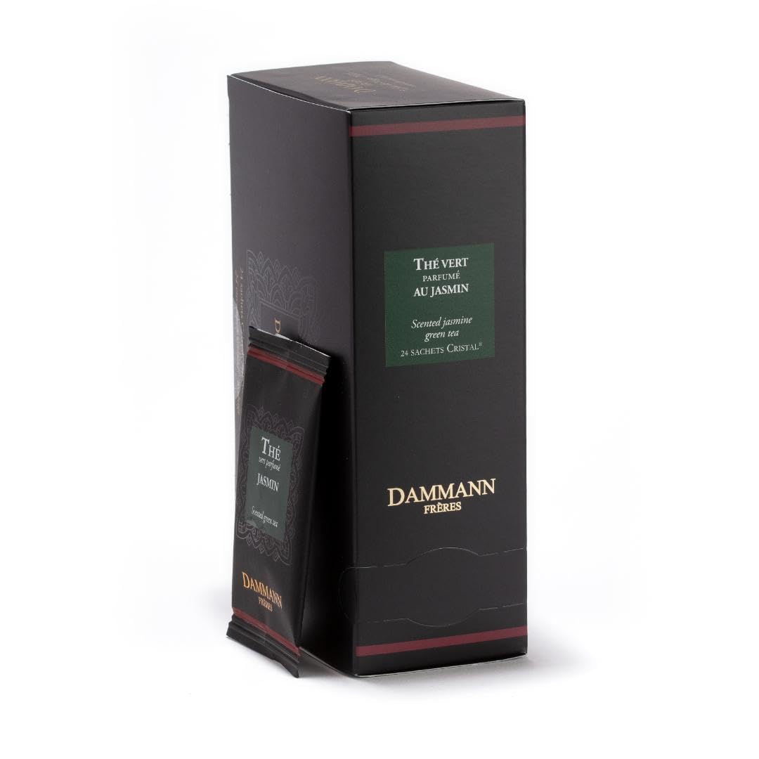 Dammann Freres Sachets, Vert Au Jasmin Tea Bags, Premium Gourmet French Jasmine Green Tea, Individually Wrapped, 24 Count (Single Pack)