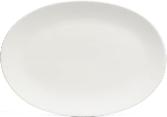 over&back Coupe Stoneware Serving Platter - Elegant 1-Piece Oval Serving Platter to Complete Your Kitchen Set - 16.4" x 11.5" - Semi-Matte White