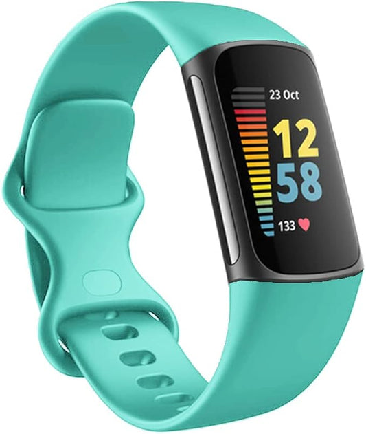 Seleek Replacement Silicone Band for Fitbit Charge 5, Waterproof, Unisex, Teal, Small/Large