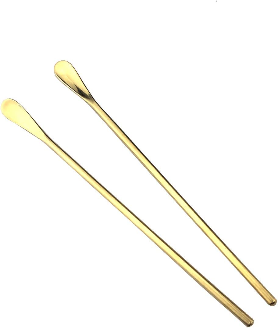 JASHII Gold Matte Long Handle Spoon Cocktail Mixing Stirring Spoons Iced Tea Coffee Spoons with 8.6 inch Long Handle Brushed SUS304 Stainless Steel, 3-Piece