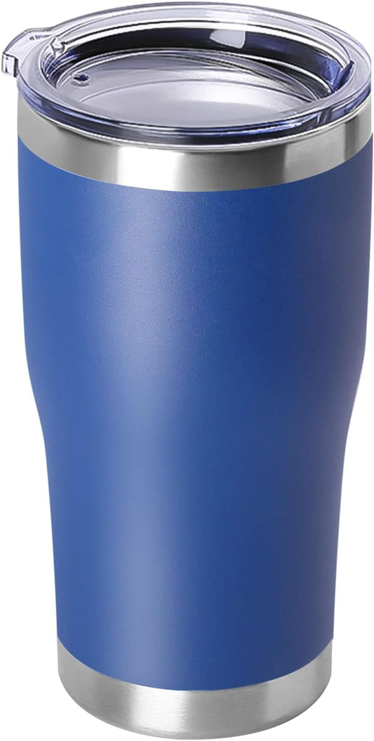 DOMICARE 20oz Tumbler with Lid Stainless Steel Tumblers Bulk, Double Wall Vacuum Insulated Coffee Travel Mug Powder Coated Tumbler, Dark Blue