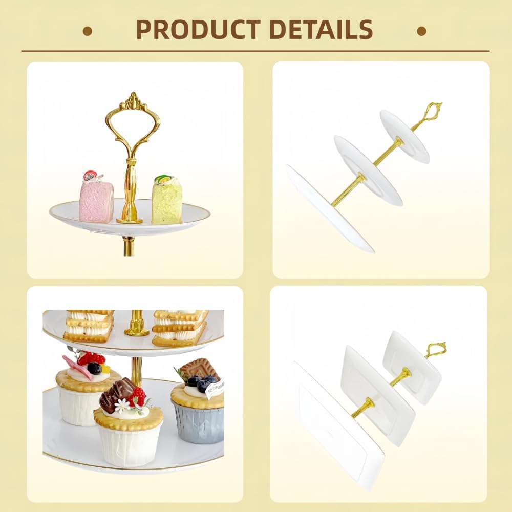 RAUVOLFIA 5 Pcs Dessert Table Stand Set - 2 X 3 Tier Plastic Cupcake Display Stands Cookie Tray Rack Serving Tower & 3 Pcs Trays for Wedding Baby Shower Tea Party