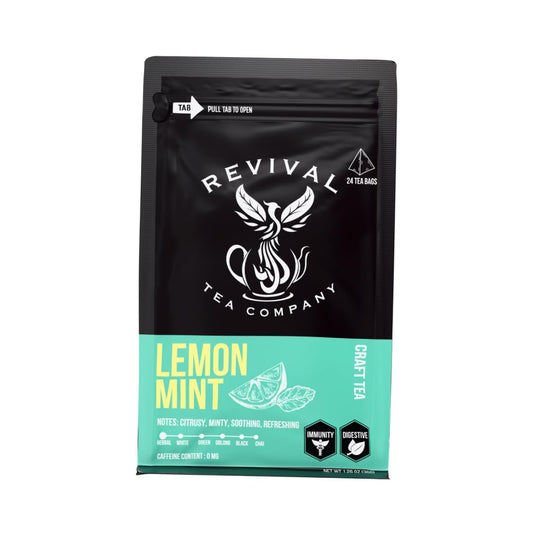 Revival Tea Company Lemont Mint Tea - Herbal Tea Blend of Peppermint, Spearmint and Lemon - Caffeine Free - 24 Tea Bags
