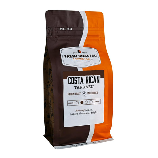 Fresh Roasted Coffee, Costa Rican Tarrazu, 12 oz, Medium Roast, Kosher, Whole Bean