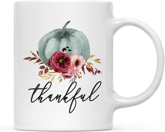Andaz Press Fall Burgundy Marsala 11oz. Ceramic Coffee Tea Mug, Thankful, 1-Pack, Pumpkin Floral Graphic, Birthday, Friend, Family, Coworker, Autumn Season, Thanksgiving, Festive Ideas