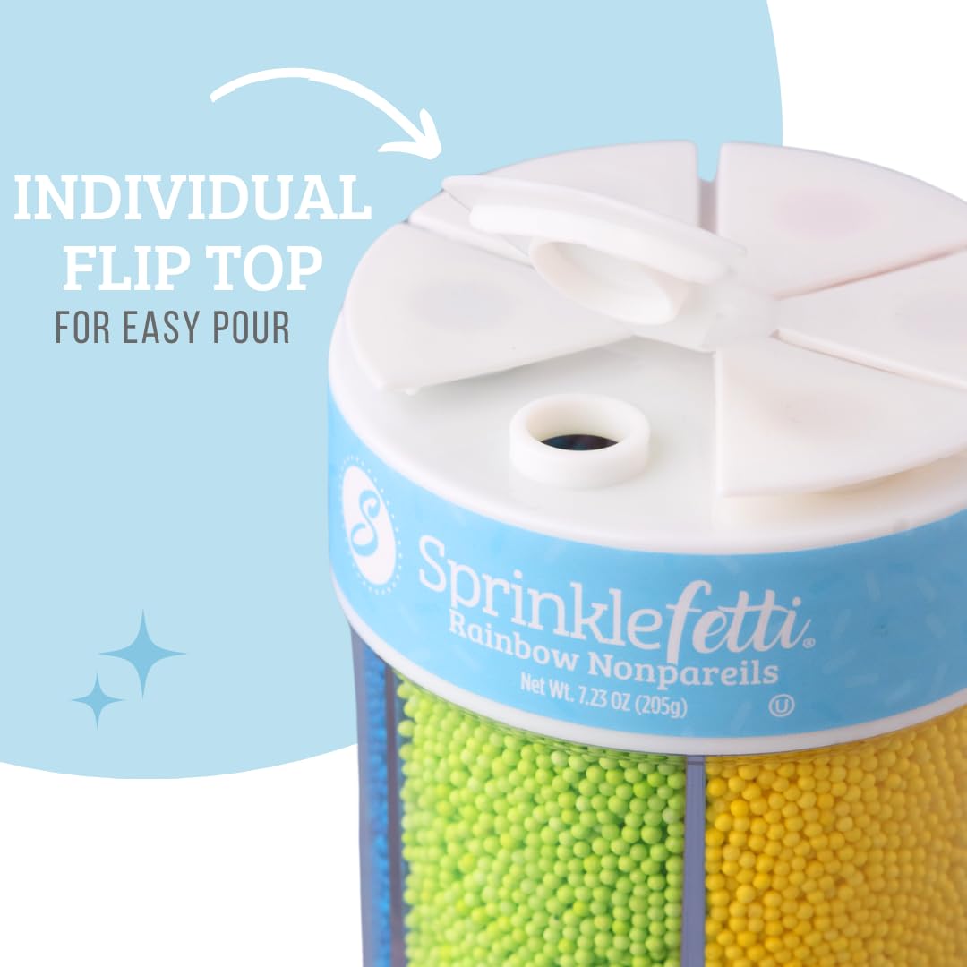 Sweets Indeed Sprinkles, Edible Sprinkle Mix, Perfect for Cake Decorations, Baking, Ice Cream, Cookies, Cupcake Topper (Rainbow Nonpareils)