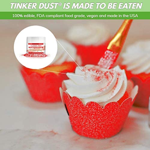 BAKELL® Red Edible Glitter, 45 Gram Shaker | TINKER DUST Edible Glitter | Approved Glitter | 100% Edible Glitter | Cakes, Cupcakes, Cake Pops, Drinks, Vegan Glitter & Dusts