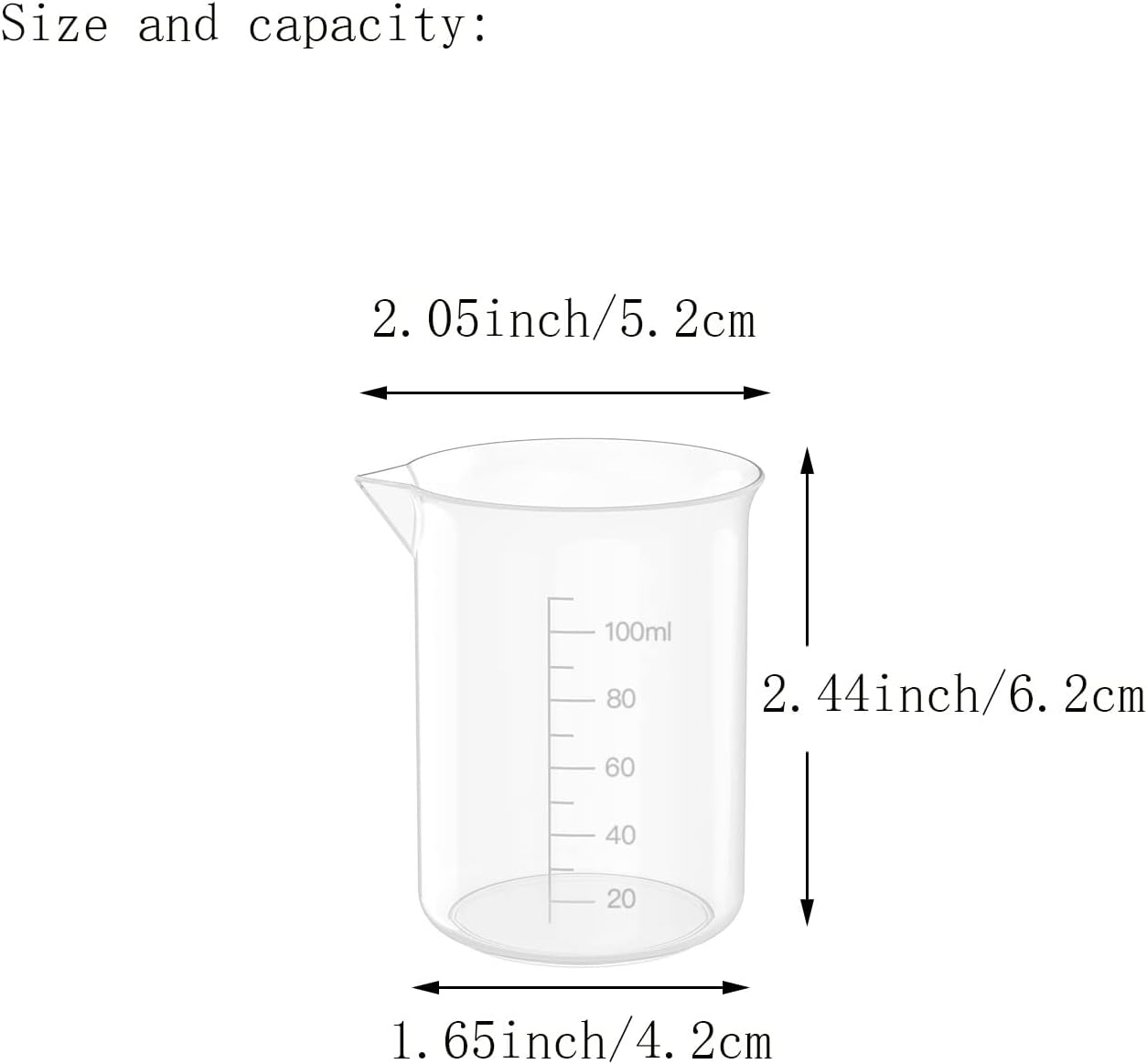 10 Oz Transparent Lab Measuring Cup, 300ml Plastic Beaker Cups, for Science Experiment, Liquid Measuring, 12 Pcs
