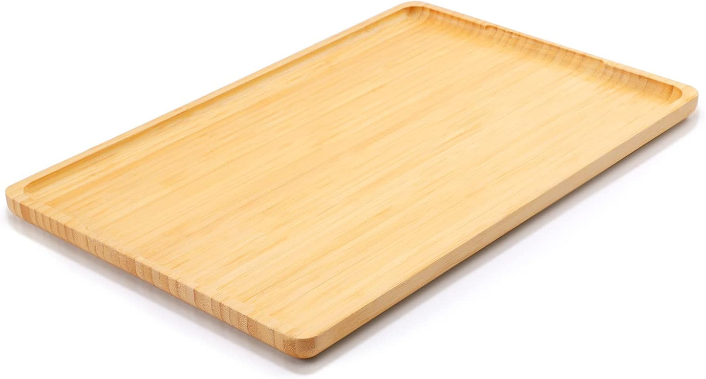 Bamboo Serving Tray with Handles – Premium 15”x10” Lightweight Bamboo Tray for Breakfast in Bed, Coffee Table, BBQ, Kitchen, Ottoman & Party – Perfect for Lap, Couch & Gifting